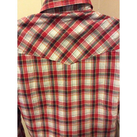 Ed Hardy Christian Audigier Men's Long Sleeve Button Plaid Shirt sz Large L Red - Picture 12 of 12